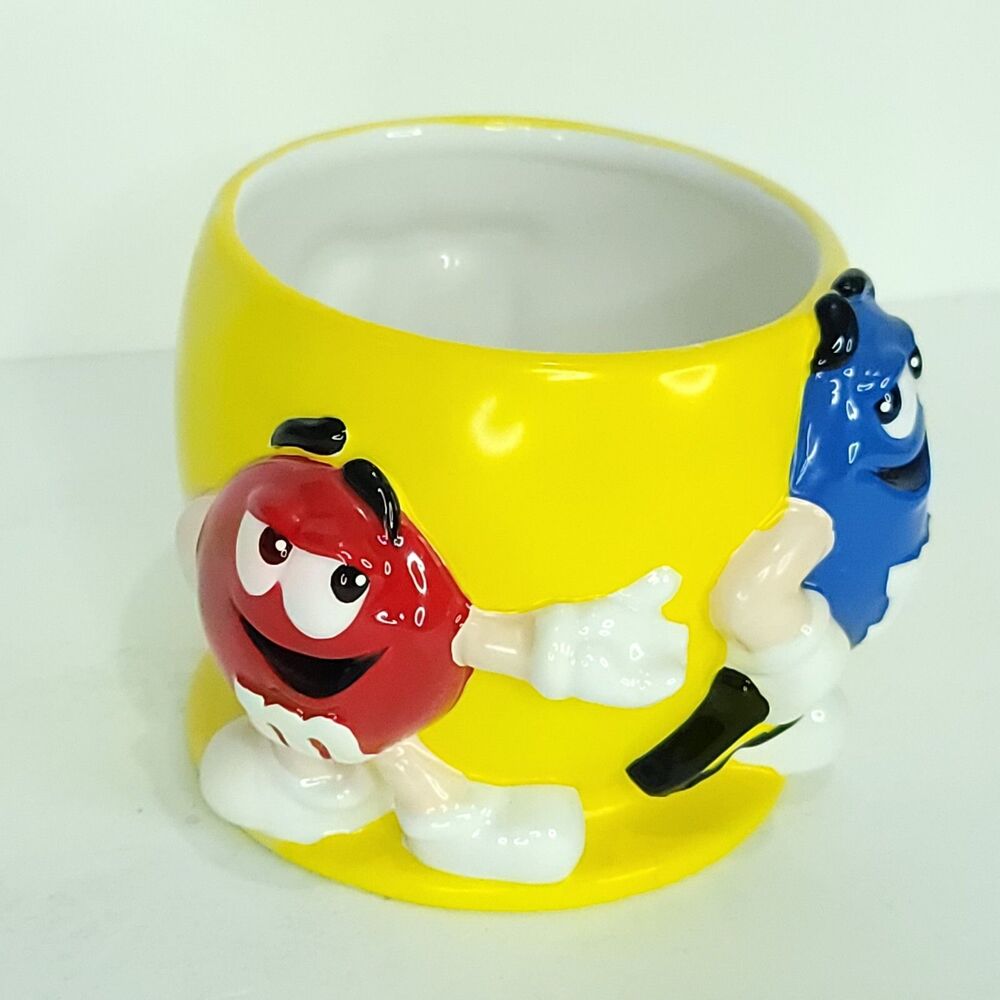 M&M's Red Yellow Blue Ceramic Easter Basket Planter Candy Dish By FTD